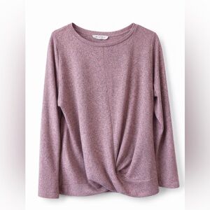 Workshop Large Mauve Twist Front Long Sleeve Soft Knit Top